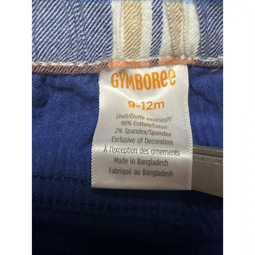 Gymboree Plaid Cuff Corduroy Pants Sz 9-12 M Deep Royal Blue Snap Button Trouser